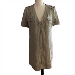 Tory Burch Trudy Khaki Linen Beige Shirt Dress | Size 6